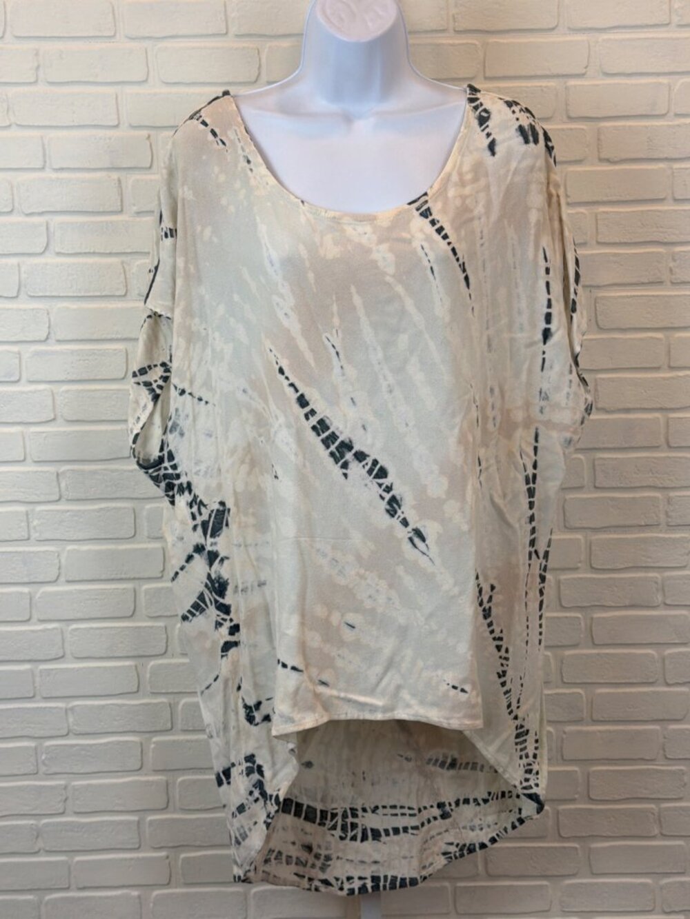 Hardtail Forever Tie Dye Relaxed Tee Cream Charcoal Hi-Low Large